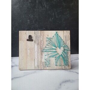 String Art Clipboard Aqua String House Heart Wood Frame Spring Note Clip Easel